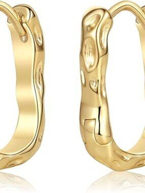 NEW Chunky Gold Stud Earrings 14k Gold Plated Hypoallergenic Square Open Set